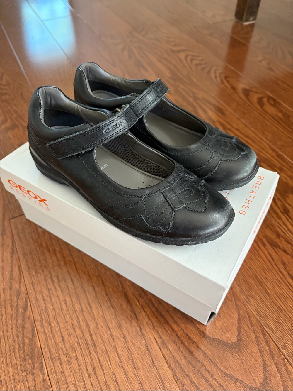 Geox Girls Black Mary Jane School Shoes - Comfortable Leather Strap